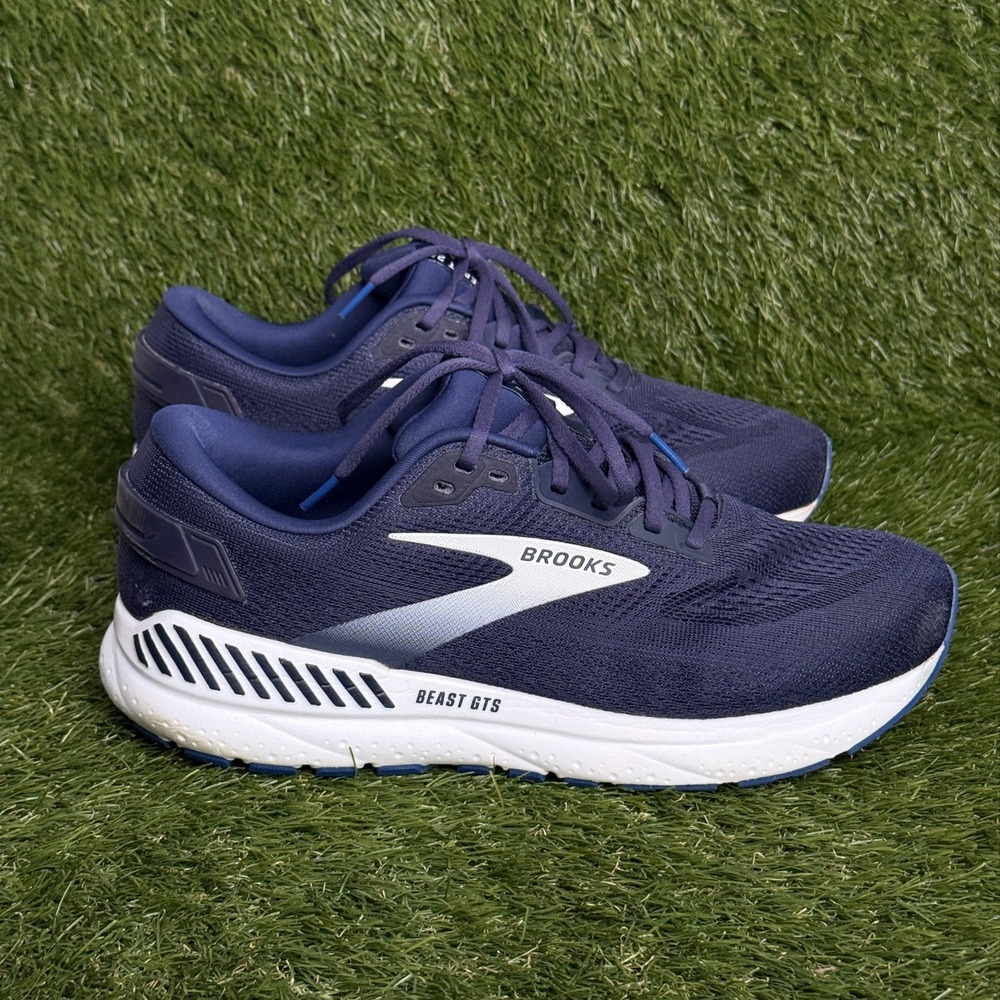 Brooks Beast GTS 23 Mens 11 4E Wide Navy Blue White Max Support Running Shoes